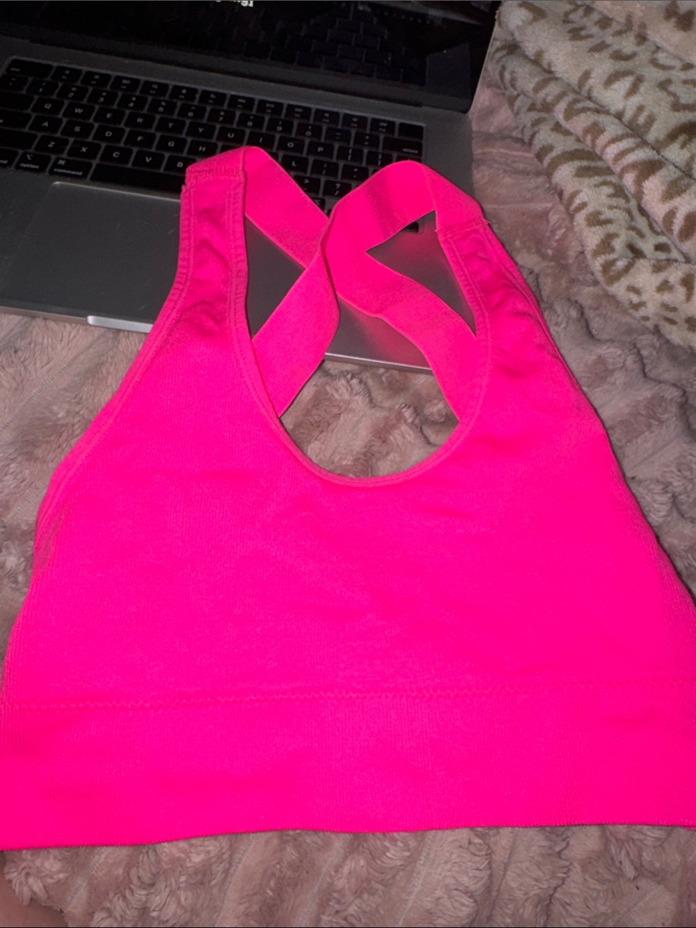 SHEIN Neon Pink Crisscross Racerback Bralette